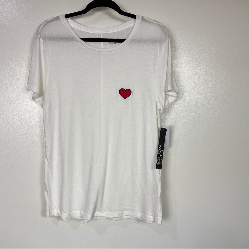 NWT Sz large Carbon Copy white tee with red heart